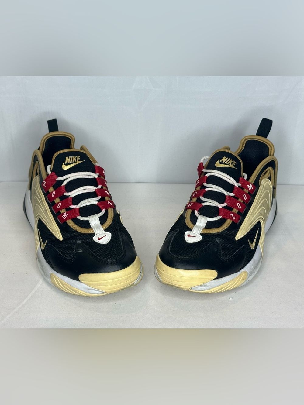 Nike Black, Gold & Red Lace-Loop Athletic Shoes